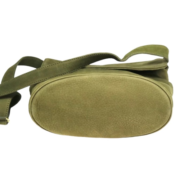 VTG Coach Nubuck 4935 Sage Green Pebbled Leather Flap Over Shoulder Bag - Picture 9 of 13